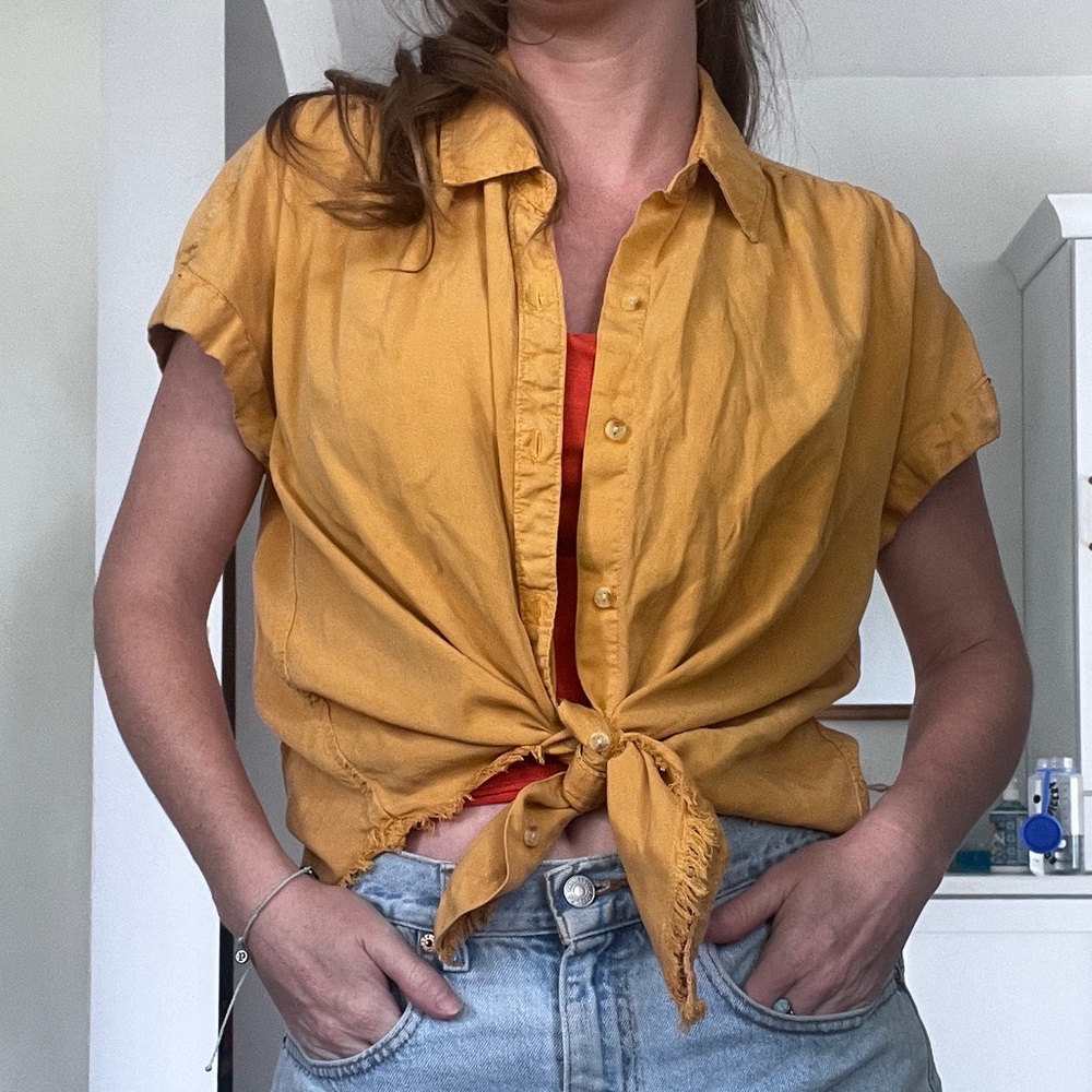 Mustard yellow oversized button up